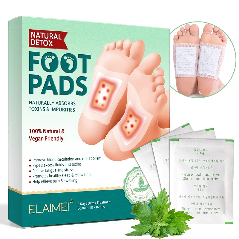 

ELAIMEI free sample relax body relieve fatigue deep sleep wormwood ginger detox foot patches