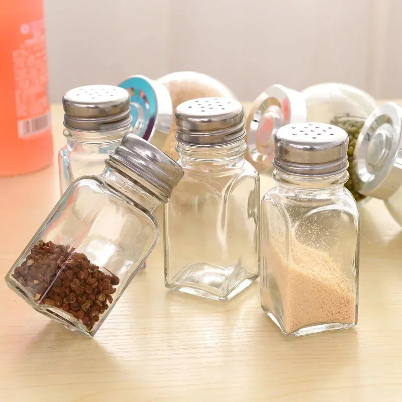 Square Glass Spice Bottles 4oz 120ml Spice Jars With Stainless Steel Lids And Plastic Inner 2725