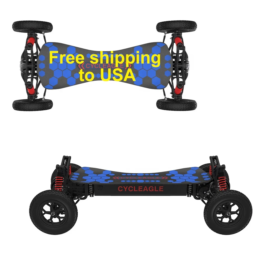 

48Free shipping to USA four-wheel all terrain Adjustable shock absorber crownwheel electric skateboard