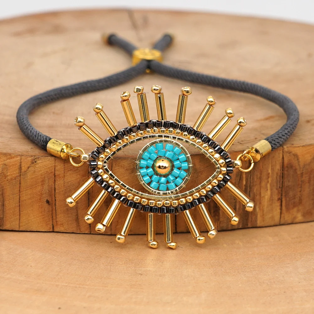 

Go2boho Evil Eye Bracelet For Women Jewelry 2022 New Miyuki Gold Plated Beaded Ethnic Jewellery Black Rope Friendship Bracelets