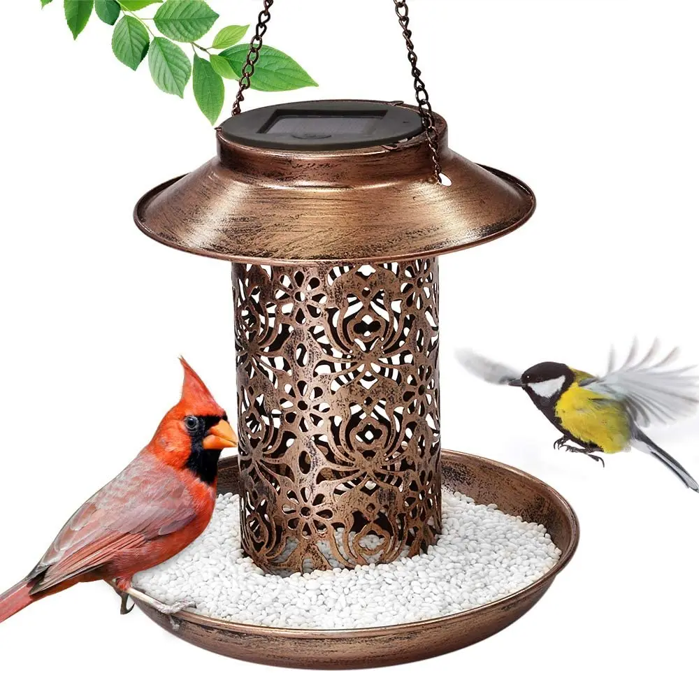 

Garden Hanging Solar Power Wild Birdfeeder with Light for Outside Garden Yard Backyard Bird Feeder