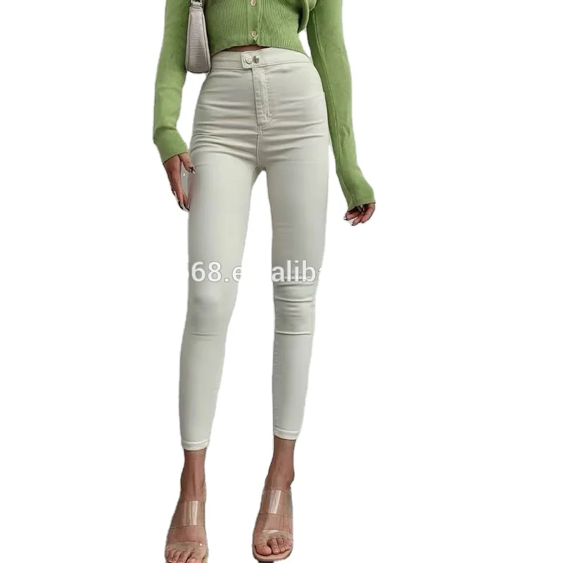 

large quantity stocks high-waisted white black blue 3 colors skinny women jeans for you to select