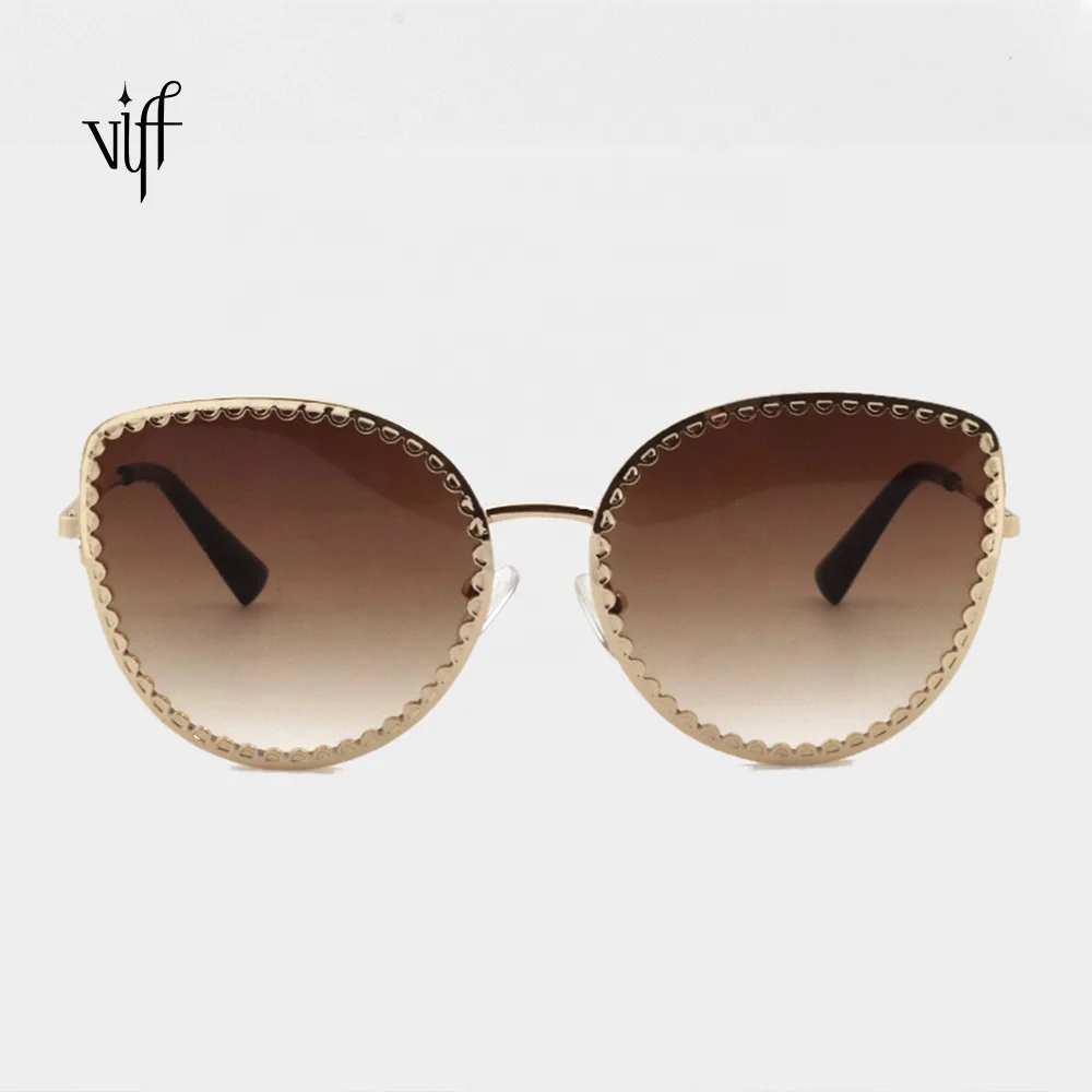 

VIFF China Comfortable Sun Glasses HM18677 Cat Eye Metal Frame Custom Fashion Women Sunglasses Big Vision Sun Glasses