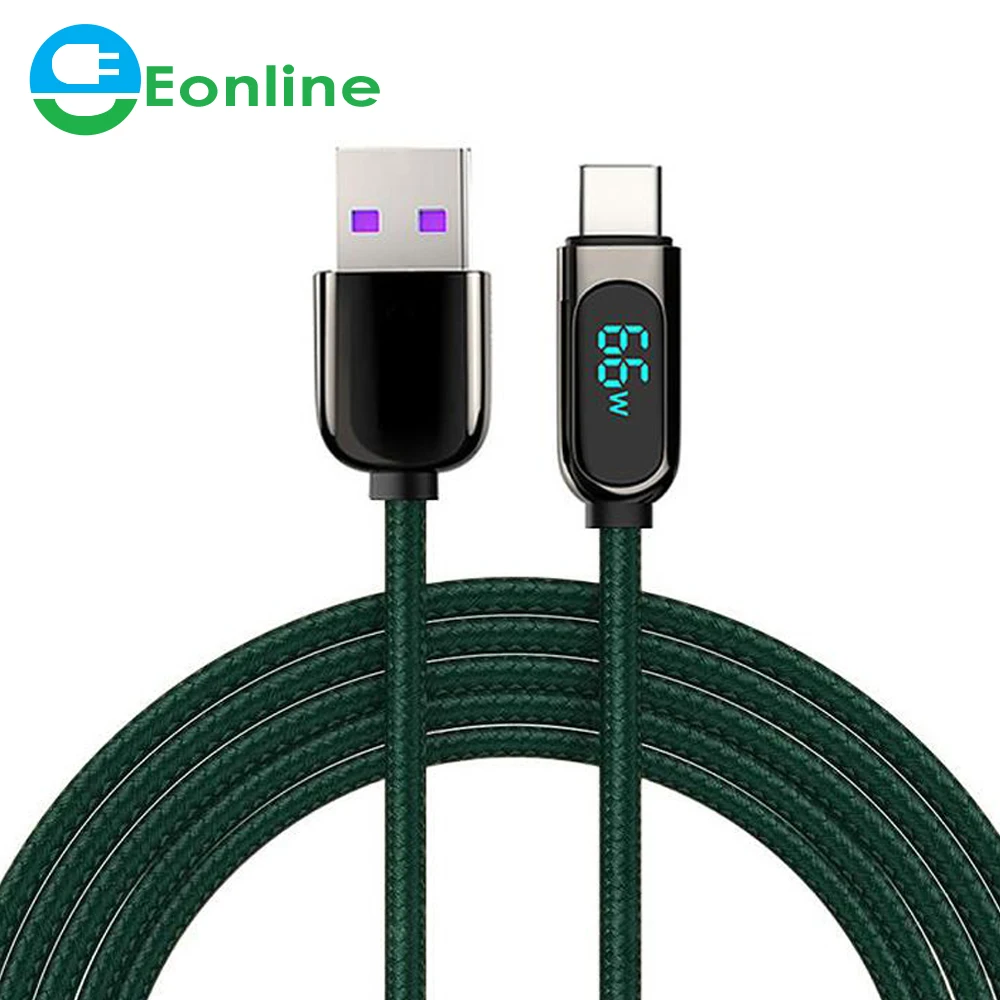 

Eonline 66W USB Type C Cable 6A Fast Charging Charger Wire Cord LED Data USBC Phone Cable For Huawei P40 Xiaomi Mi 10 Samsung