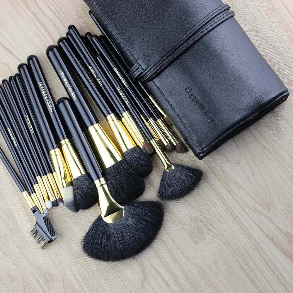New Profession 20 Pcs Black Makeup Brushes Set Natural Animal Hair