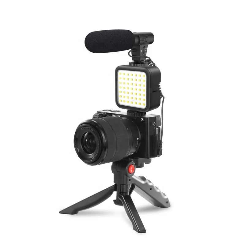 

New Low Price Microphone With Table Tripod Youtuber Vlogger Teaching Smartphone Vlogging Kit LED Light Camera Video