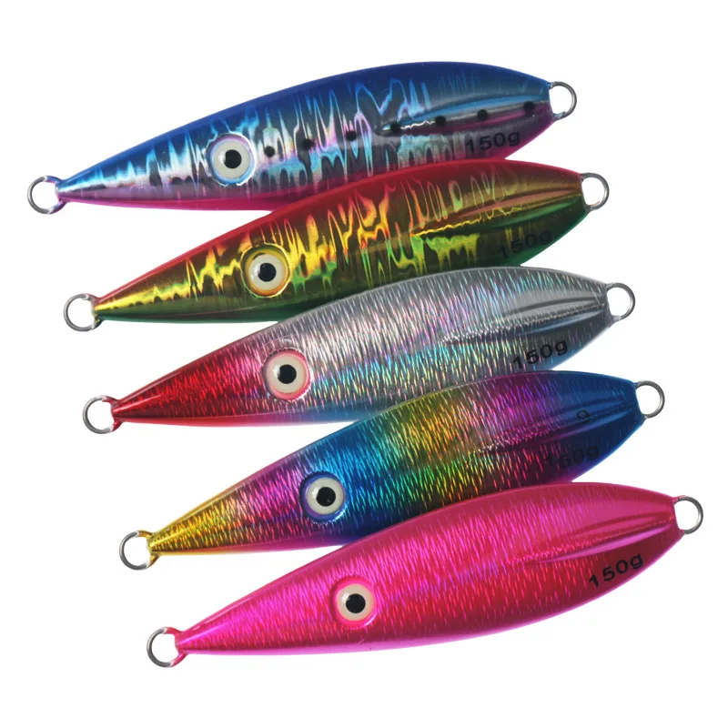 

Colorful Speed Sinking Jigging Lure Metal Hard Bait 10cm 120g Slow Pitch Jig Lure Isca Artificial Luminous Vertical Fishing Lure, 5 colors
