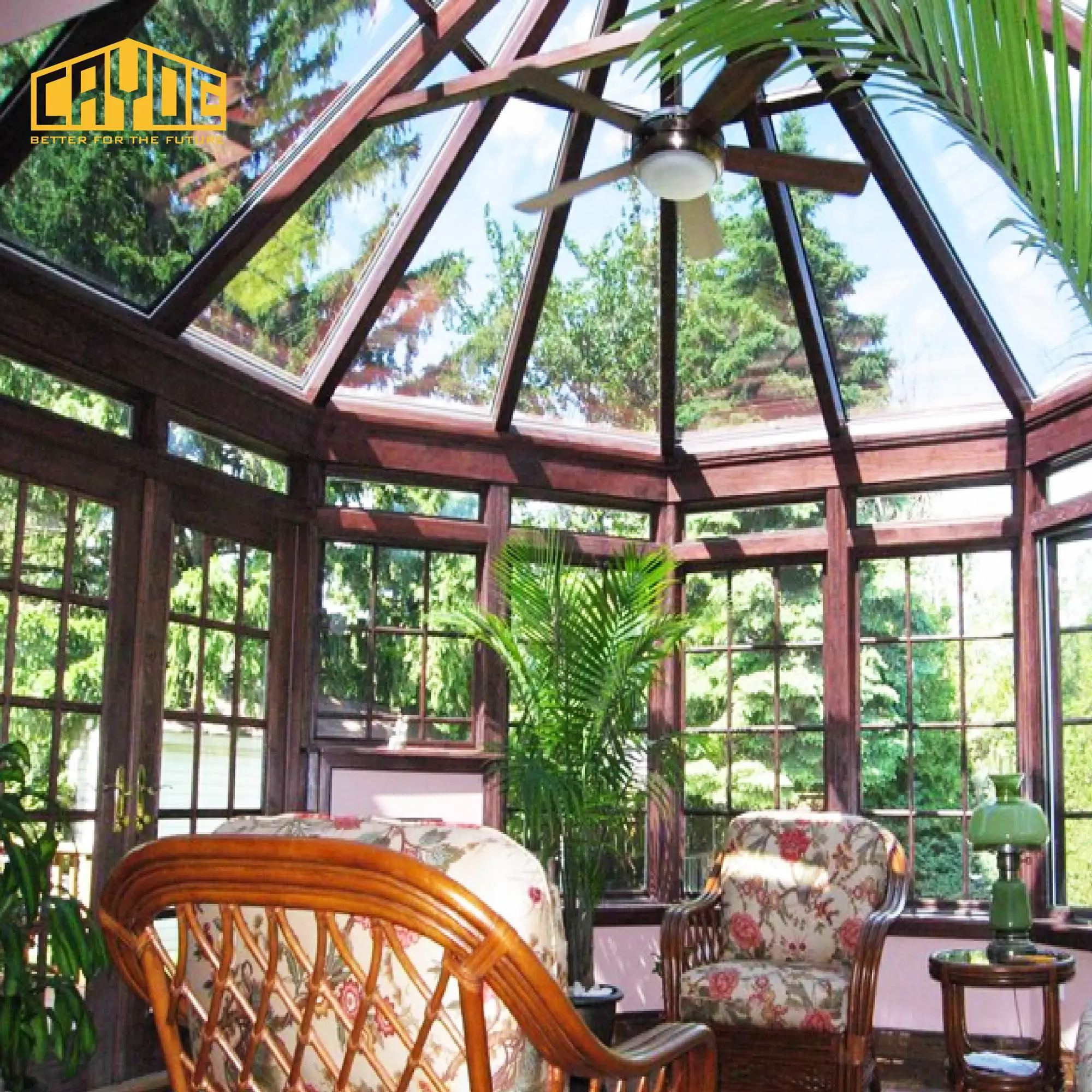 

China Manufacturer design house Sunroom Winter Garden House, White,wood grian customized
