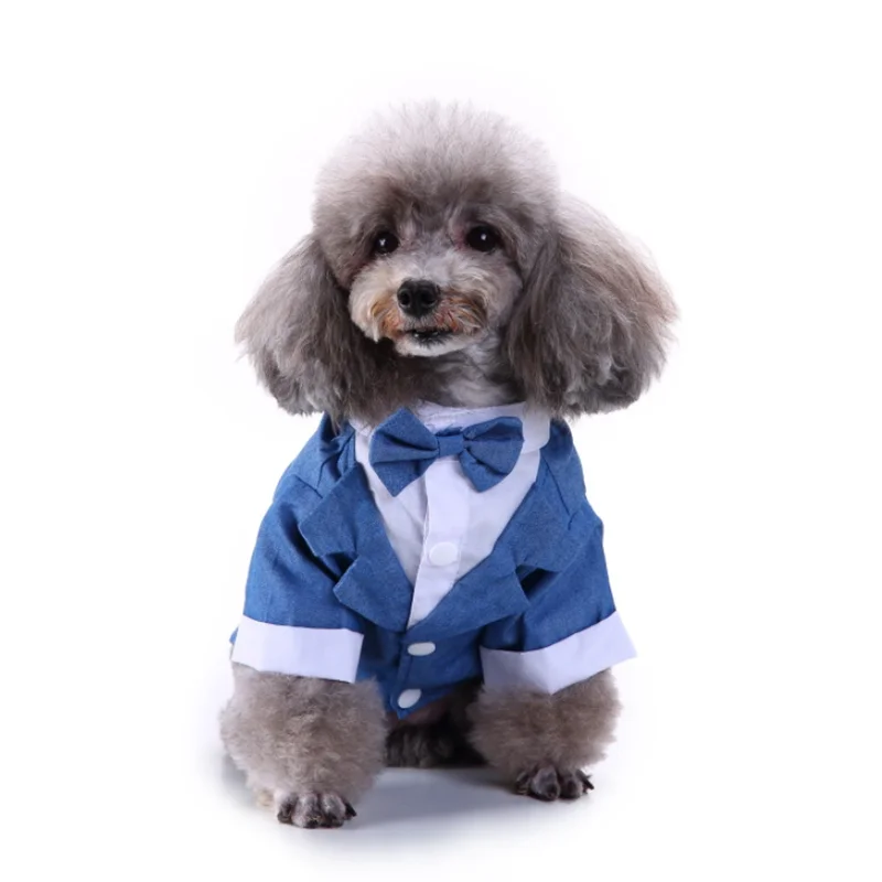 

Wholesales Amazon Hot Selling Pet Clothes Summer Breathable Swallow-tailed Coat Gentility Dog Tuxedo Wedding Dress, See picture