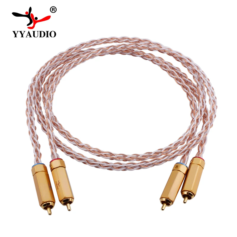 

YYAUDIO 7N OCC Silver and Copper Hifi RCA Cable Hi-end 2RCA Male to Male Interconnect Cable 1m 2m 3m 5m