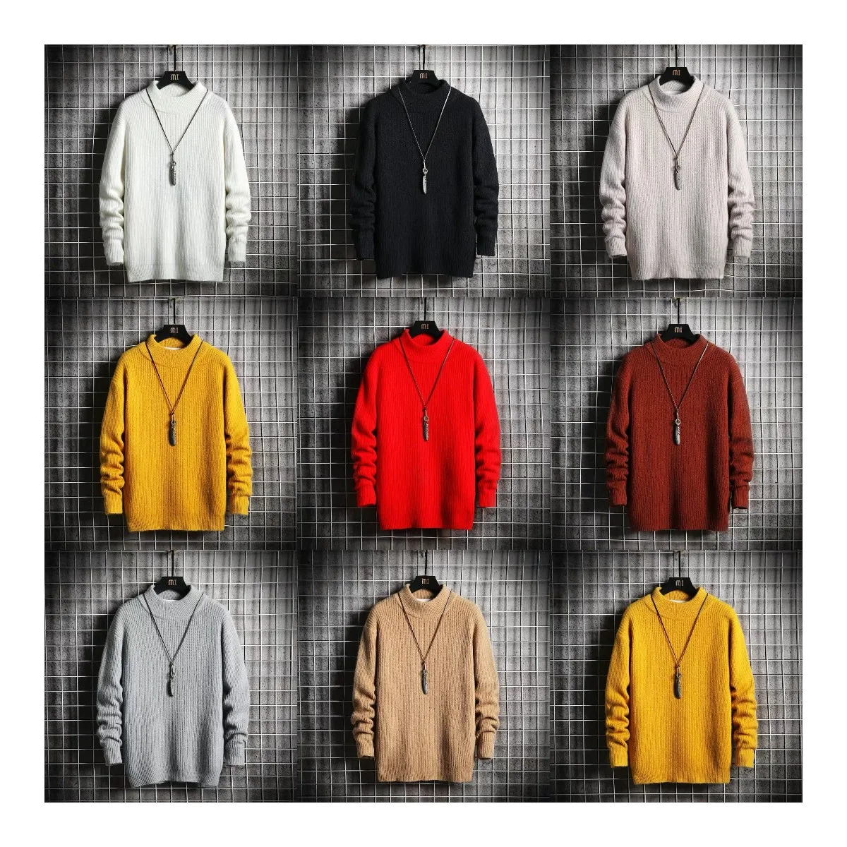 

2021 new arrival hot sale sweater sweater Korean edition men's crew collar standard wool pullover computer knit