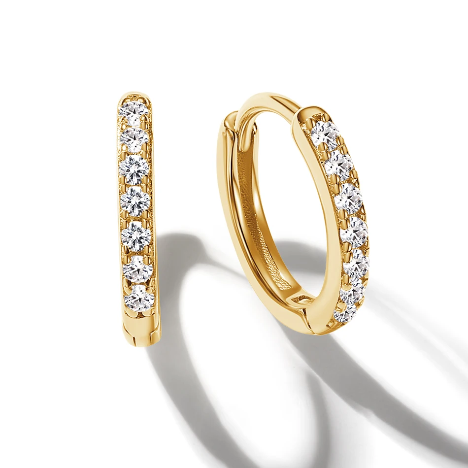 

Wholesale Gold Jewelry 925 Sterling Silver Rose Gold 18k Gold Plated Pave Huggie Hoops Earrings With Cubic Zirconia