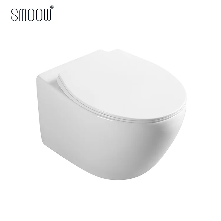 
Modern style round rimless wall hang toilet ceramic WC commode for hotel home bathroom 