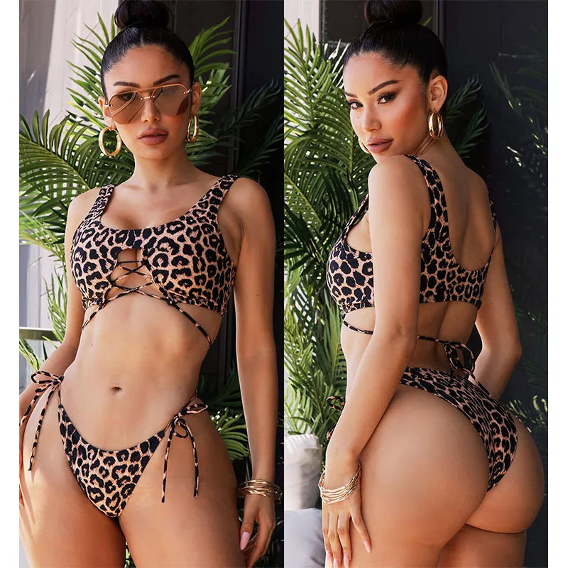 

Free Shipping Hot top bikinis Australia Leopard Print wholesale hot young girls bikinis woman swimwear