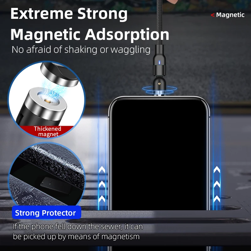 
360 Rotate Straight Use magnetic usb charging cable and magnetic phone charger cable 