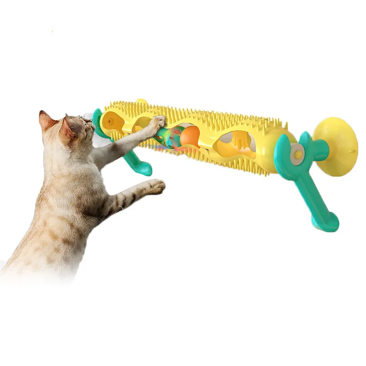 

Pet Funny Cat Toys Ball Turntable Suction Cup Trackball Interactive Cat Toys Teaser Stick Pet Toy, Colorful