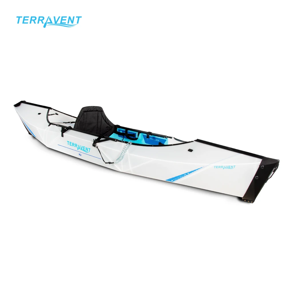 

New Arrival Terravent K2 Portable Foldable single seat folding LLDPE ocean sea Sit on top plastic PVC Canoe kayaks, White