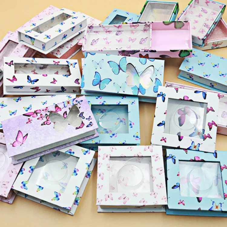 

Custom Lashbox Container Empty Lashesbox Butterfly 25mm Strip Lash Case Eco Friendly Eyelash Packaging Box