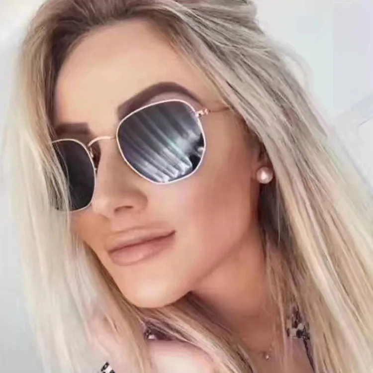 

2021 Top Hot Eyewear Unisex Tinted Lens Fashion Sun Glasses Hexagonal Sunglasses