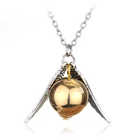 

New Fashion Movie Necklace Jewelry Deathly Hallows Angel Wing Pendant Necklace Quidditch Golden Snitch Necklace For Women Men