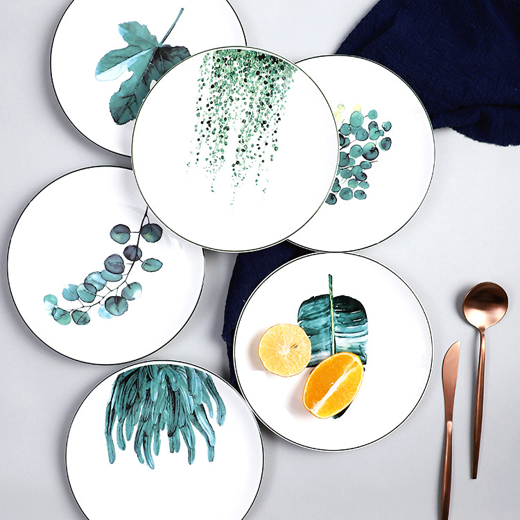 

Modern plants decals tableware dinner plate unique cheap dinner set, Customized