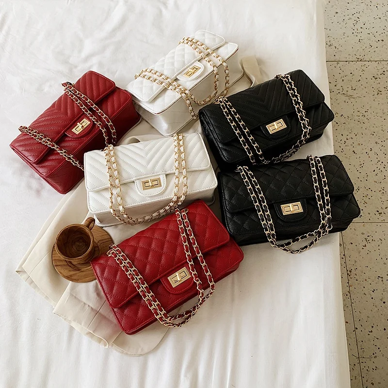 

Chain Designer Bags Famous Lady PU Leather Bags Purses and Handbags For Women 2021