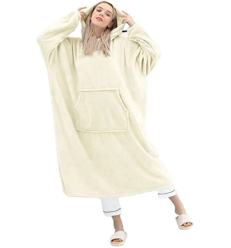 

New Style Women Light Yellow Flannel Plus Size Hooded Pajamas Patchwork Slip-pocket Loungewear, Picture showed