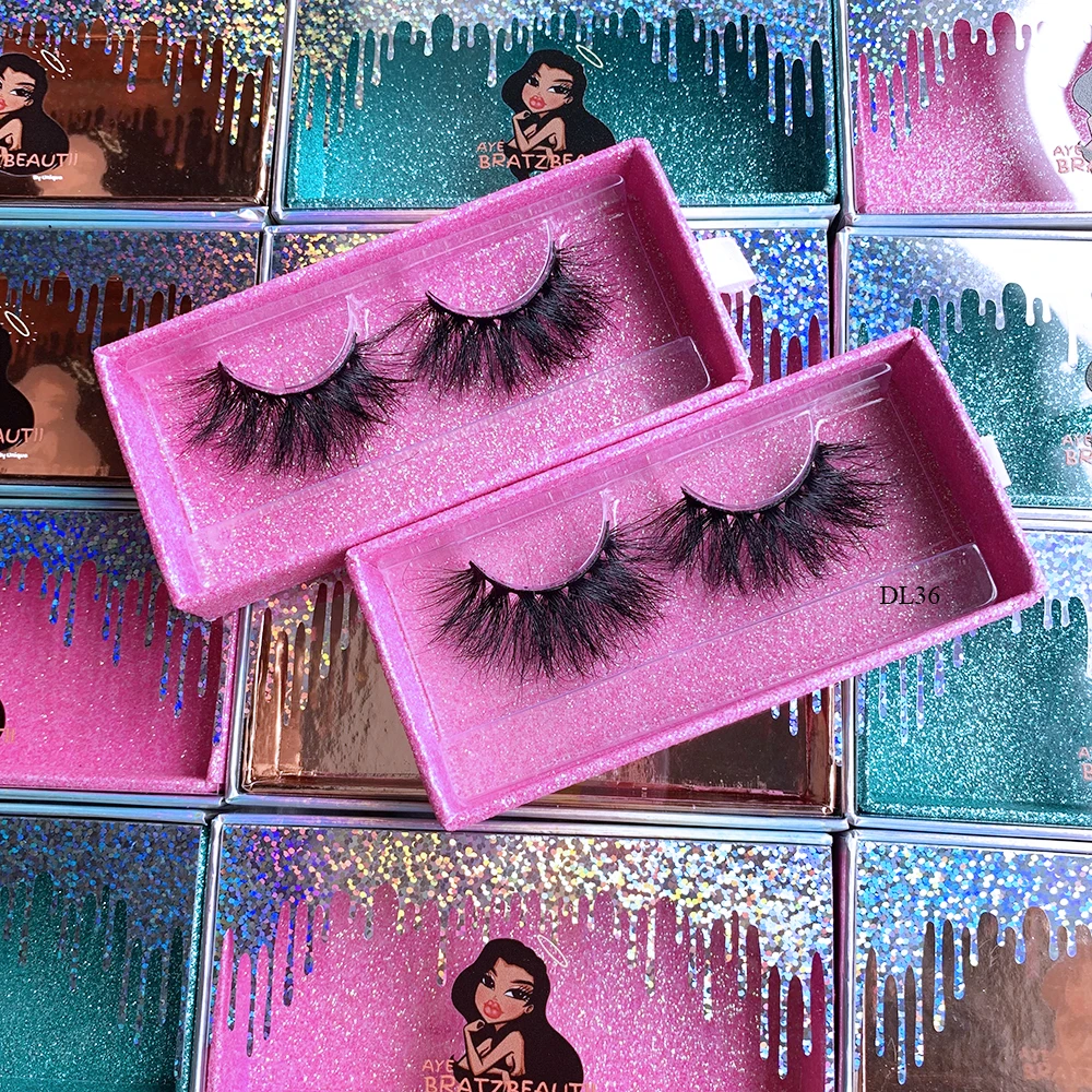 

100% handmade wholesale 3D real mink lashes fluffy 25mm mink eyelashes with eyelash vendor customized boxes, Natural black 25mm mink eyelash