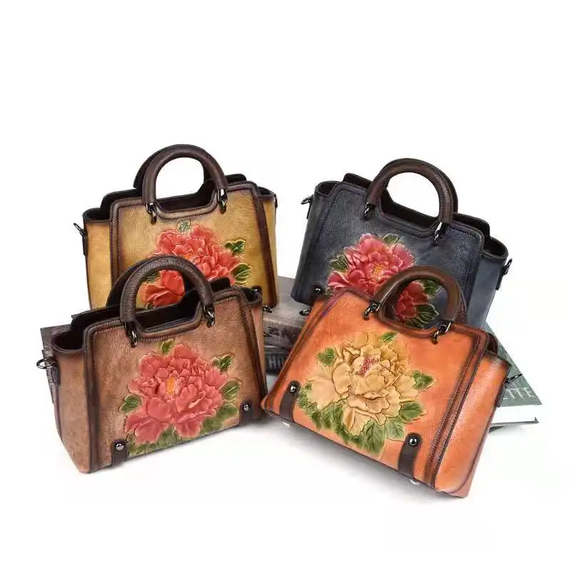 

New arrival First Layer Cowhide Leather crossbody bag Vintage embossed hand rub color Shoulder bag luxury Women Handbags, Various