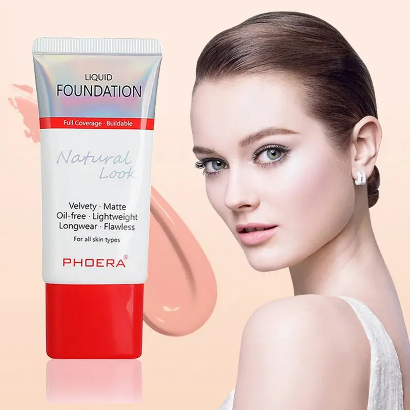 

Foundation Makeup 30ml Full Coverage Skin-Friendly Base Oil Control Long Lasting for 24 Hours, 12 colors