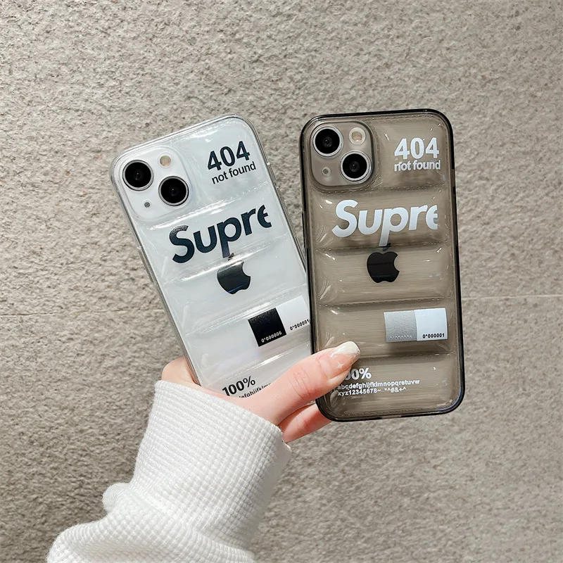 

Transparent air cushion Soft Puffer Phone Cases For iPhone 13 11 12 Mini Pro Max Puffer Down Jacket Cloth Cover