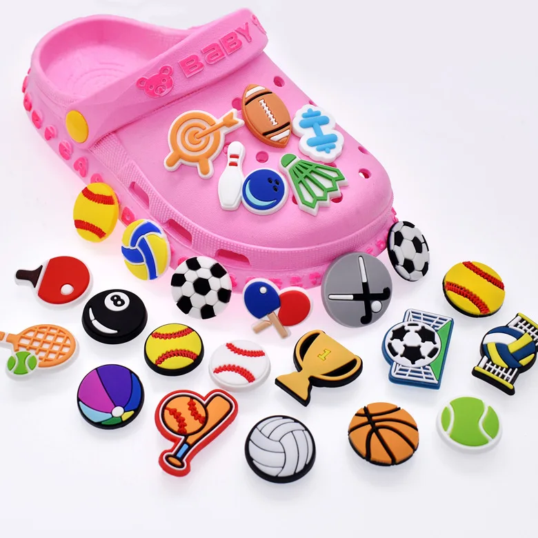 

Wholesale PVC Sports Ball Football PVC Shoe Charms Cartoons Designer Decorations Garden Shoes Accessories Croc DIY for Kids