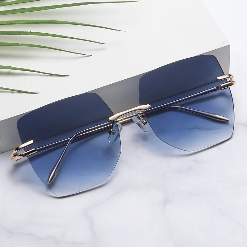 

New Rimless Square Sunglasses Women Men Trend Fashion Sun Glasses Luxury Vintage Uv400 Protection Sunglasses