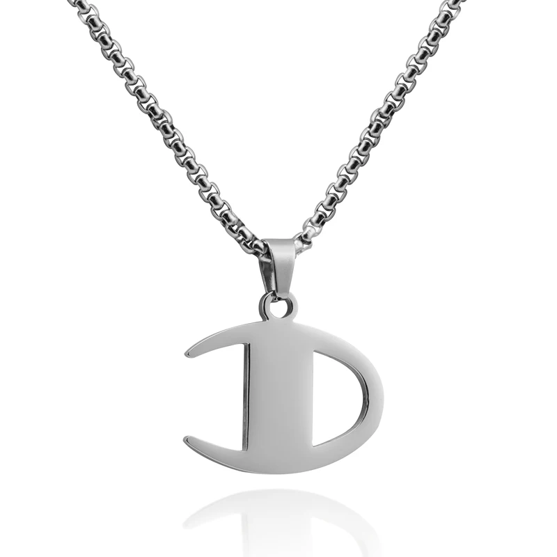 

Letter D Pendant Necklace Initiable Women Alphabet Charm for Men Vintage Initial Jewelry Number Collares Stainless Steel MEN'S, Steel ,gold ,rose gold