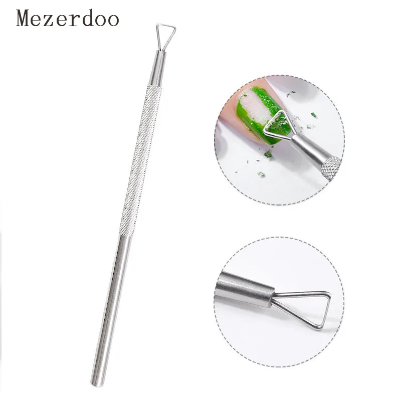 

Triangle Head Nail UV Gel Polish Remover Tool Stainless Steel Stick Rod Cuticle Pusher Lacquer Cleaner Nail Art Care Tools, Silver