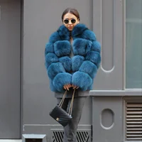 

Customized Color Fox Fur 6 Rows Coat Fur Jacket Poncho Long Style Coats