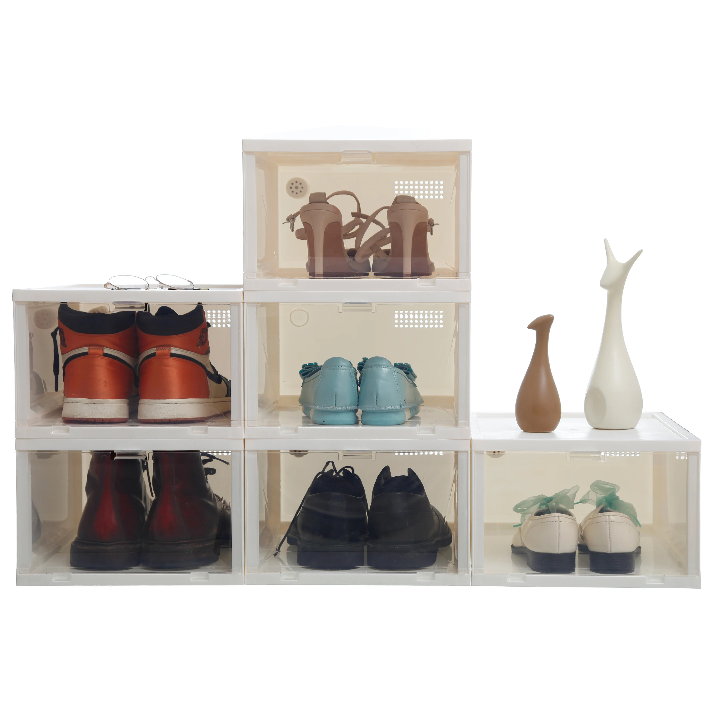 

Citylife Clear PP ABS Transparent Shoe Sneakers Display Container Box Stackable Plastic Shoe Storage Boxes