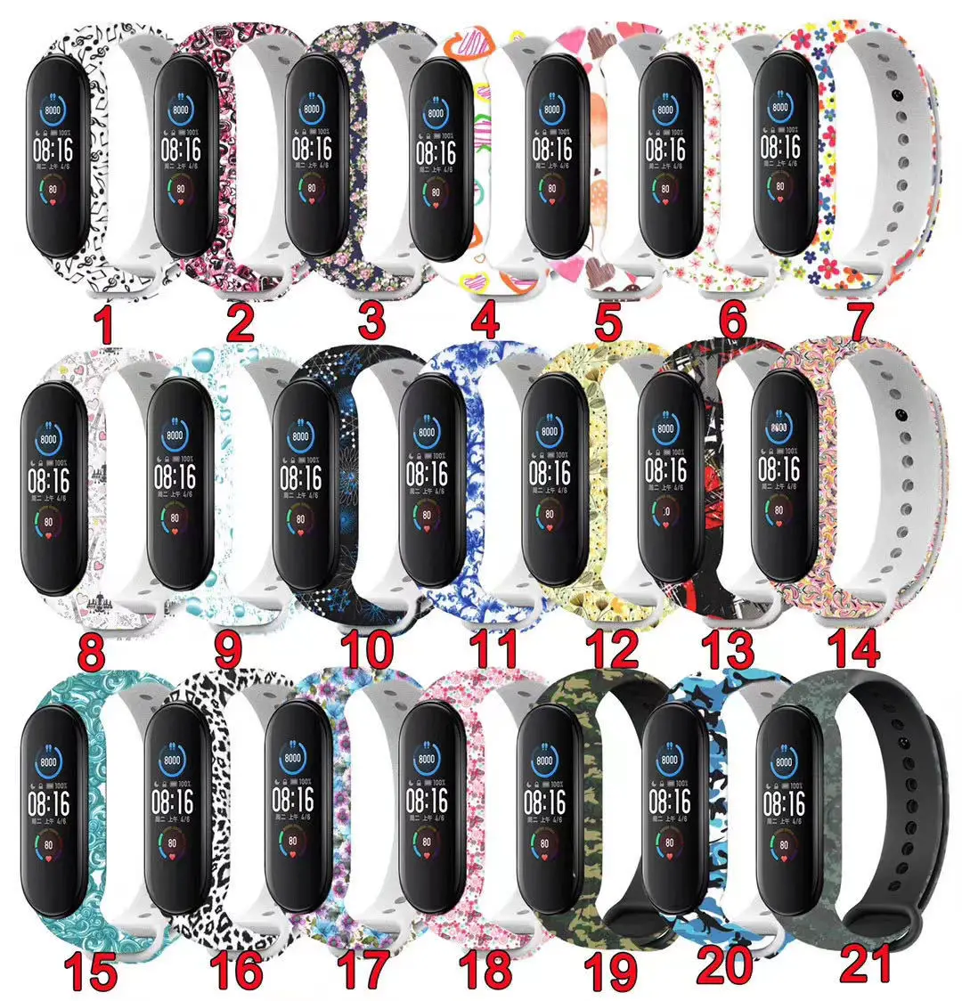 

Suitable for Xiaomi 4 Smart Printing Silicone Strap 5 Dazzling Color smart watch band mi, Picture shows