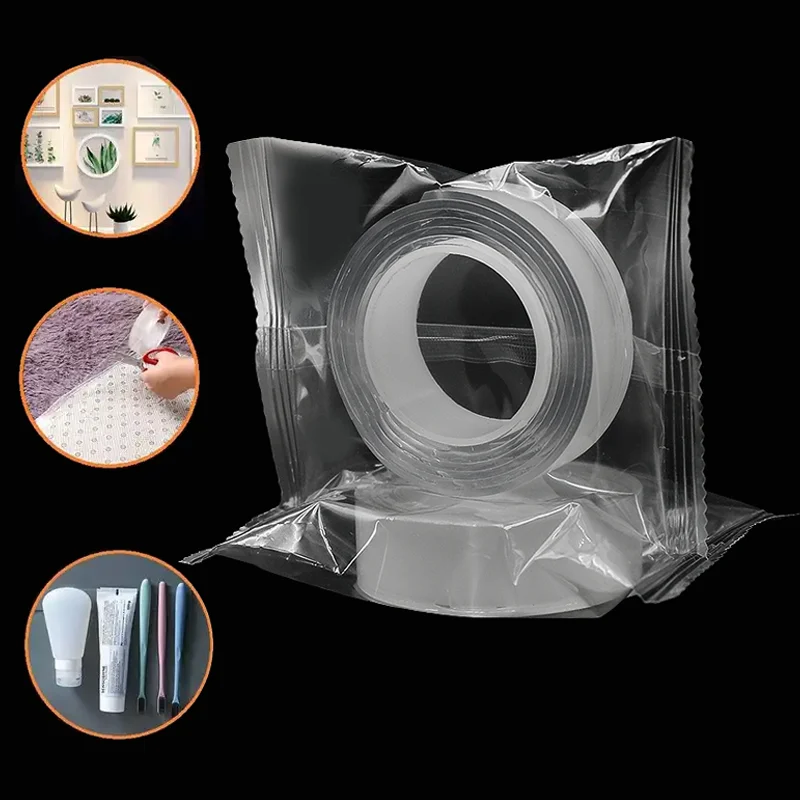 Strong Adhesive Transparent Double Sided Nano Tape 1MM Thickness Gel Tape For Bathrooms