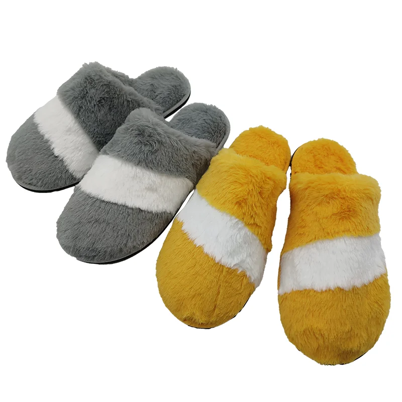 

Striped cotton indoor foot wear slipper slippers custom plush winter indoor slippers