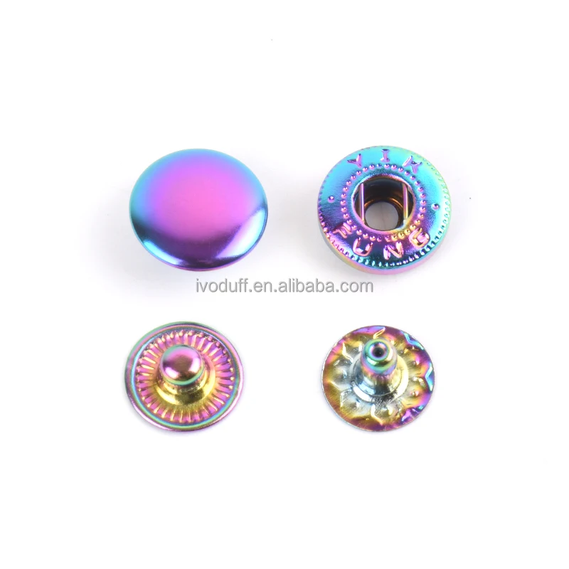 

Ivoduff 12mm Rainbow Color Snap Spring Button Fastener Sewing Press Button, Gunmetal