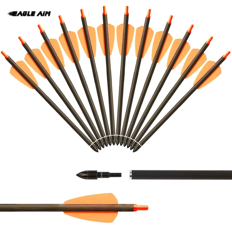 

12Pcs Pure Carbon Arrow 7.5inch Hunting Archery Arrows Hard Bolts Steel Arrowhead Bolts