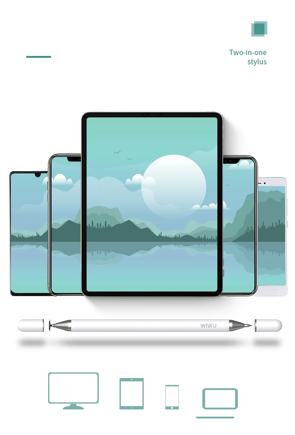 Wiwu Two In One Universal Passive Tablet Stylus Support Android System