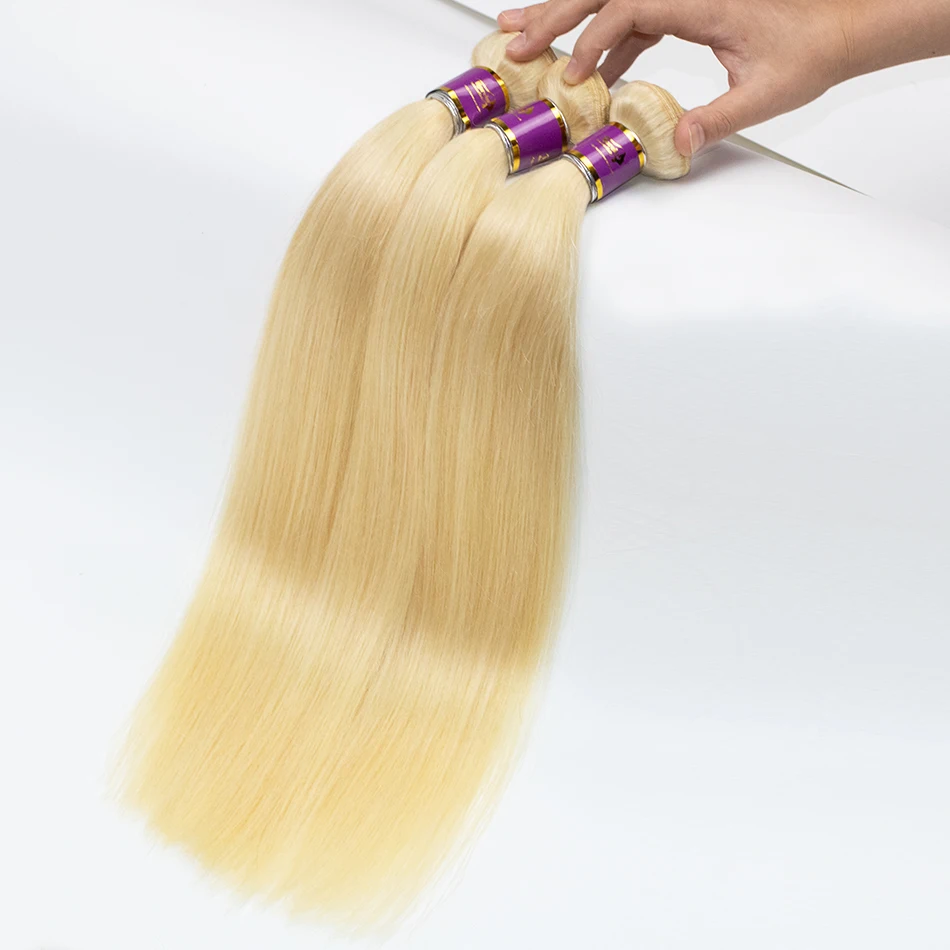 

Dropshipping Guangzhou Morein Hair 613 Blonde Straight Hair Extension 100% Raw Virgin Unprocessed Human Hair Weave Bundles, 613 blonde color