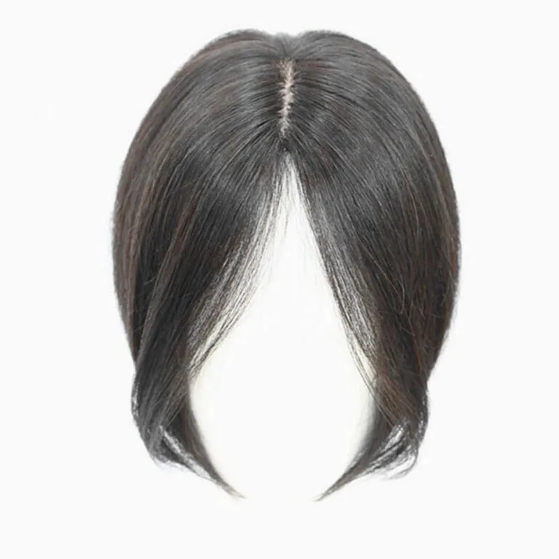 

Private Label Clip In Human Hair Bangs Mid part Hair Extension Brazilian Straight Human Hair Toupees Toppers For Black Woman