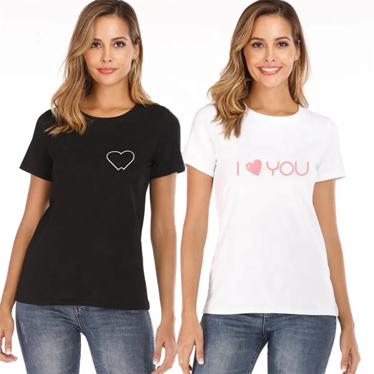 
Byval wholesale custom t shirt printing 95%cotton 5%spandex screen printed tshirt graphic tees women t shirts in bulk with label 