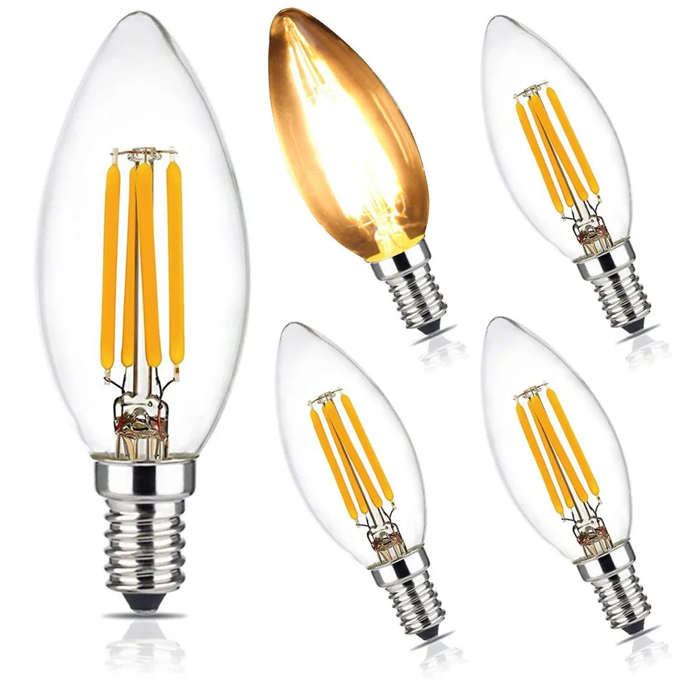 BRIMAX 4W to replace 25w 40w candelabra base bulb dimmable E14 led flame type light bulbs