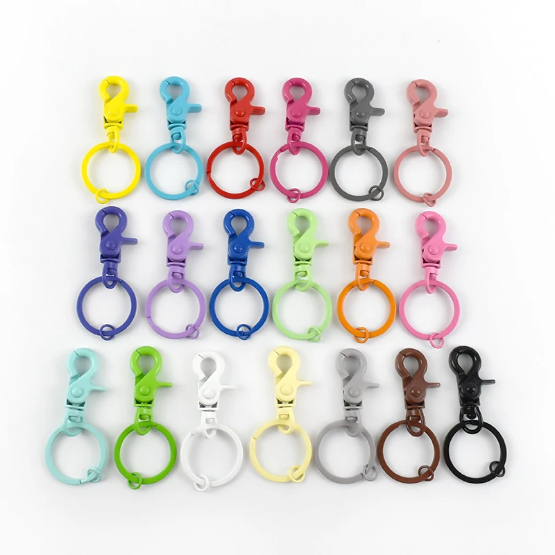 

MeeTee BF362 Colorful Lobster Dog Buckle with Flat Keyring Hardware Handbag Pendant Spring Swivel Hook Buckle Bag Circle Rings, 20 colors