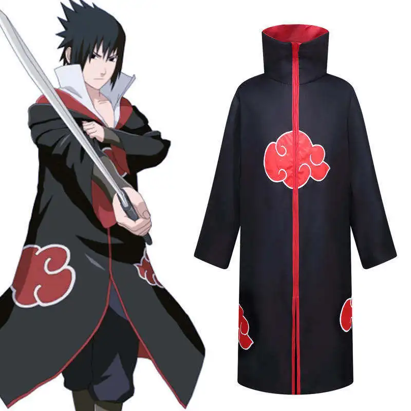 

Japanese Anime Manga Clothes Akatsuki Cloak Cosplay Costume Red Cloud Robe Four Generations Six Generations Halloween Cloak, As picture