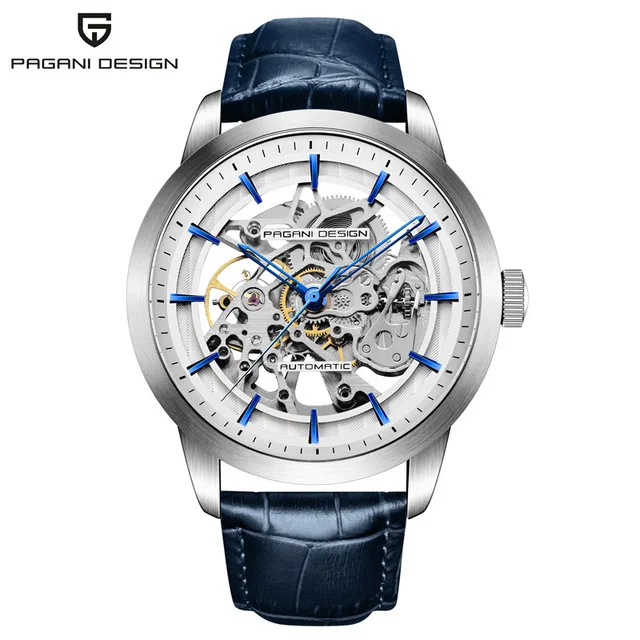 

PAGANI DESIGN 1638 Brand Fashion Leather Gold Watch Men Automatic Mechanical Skeleton Waterproof Watches Relogio Masculino